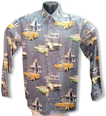 Classic Car Long Sleeve Hawaiian Shirt